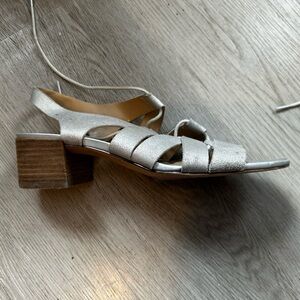 Naturalizer Silver Block Heel Sandals